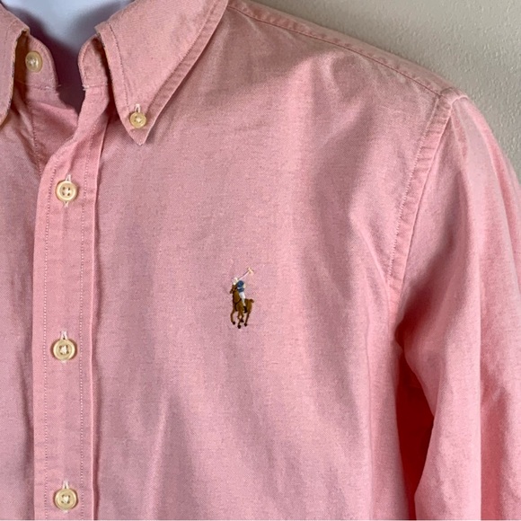 RALPH LAUREN | Boys Pink Classic Cotton Oxford Button‎ Down Long Sleeve Shirt 12 - Picture 1 of 12